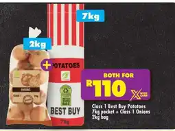 Shoprite Class 1 Best Buy Potatoes 7kg pocket + Class 1 Onions 2kg bag offer