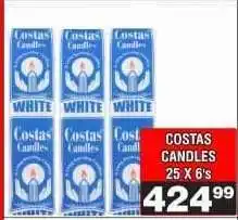 Advance Cash n Carry COSTAS CANDLES 25 X 6's offer