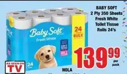 Boxer Baby soft - fresh white toilet tissue rolls 24's offer