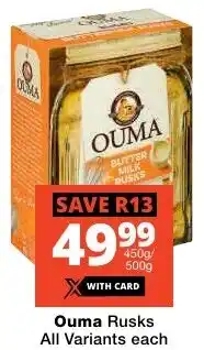Checkers Ouma Rusks All Variants offer