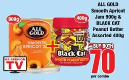 Boxer All Gold Smooth Apricot Jam & Black Cat Peanut Butter Assorted offer