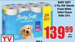 Boxer Baby Soft 2 Ply 350 Sheets Fresh White Toilet Tissue Rolls offer