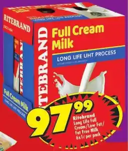 Shoprite Ritebrand Long Life Full Cream/ Low Fat/ Fat Free Milk offer