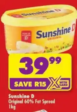 Shoprite Sunshine D Original 60% Fat Spread offer