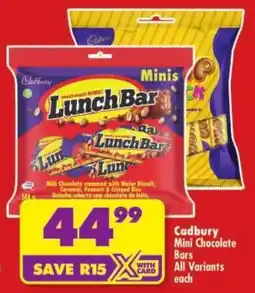 Shoprite Cadbury Mini Chocolate Bars All Variants offer