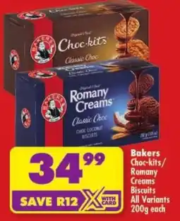 Shoprite Bakers Choc-kits/ Romany Creams Biscuits All Variants offer