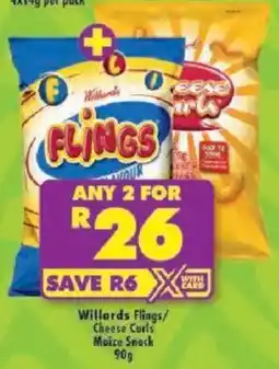 Shoprite Willards Flings/ Cheese Curls Maize Snack offer