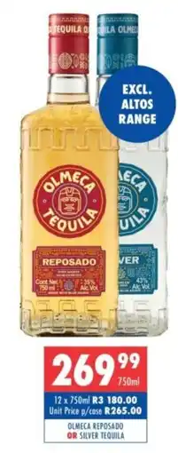 Ultra Liquors Olmeca reposado or silver tequila offer
