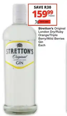 Checkers Liquor Shop Stretton's Original London Dry/ Ruby Orange/ Triple Berry/ Wild Berries Gin offer