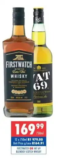 Ultra Liquors Firstwatch or vat 69 blended scotch whisky offer