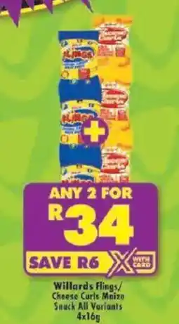 Shoprite Willards Flings/ Cheese Curls Maize Snack All Variants offer