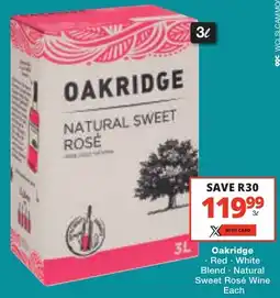 Checkers Liquor Shop Oakridge Red, White Blend, Natural Sweet Rosé Wine offer