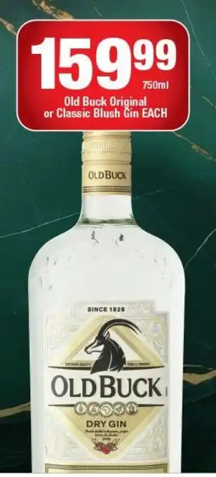 Old Buck Original or Classic Blush Gin