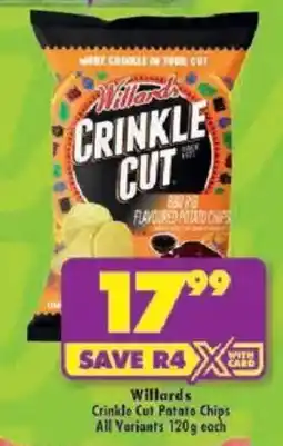 Shoprite Willards Crinkle Cut Potato Chips All Variants offer