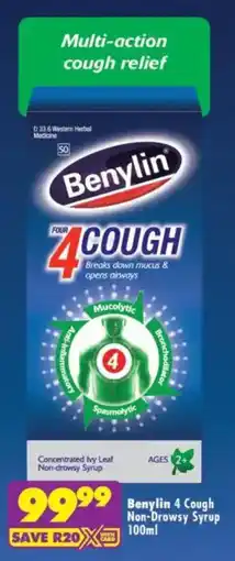 Shoprite Benylin 4 Cough Non-Drowsy Syrup offer