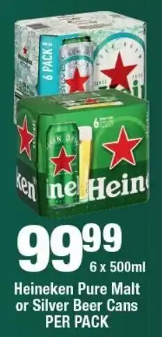 OK Liquor Heineken Pure Malt or Silver Beer Cans offer