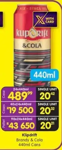 Shoprite Liquor Klipdrift Brandy & Cola Cans offer