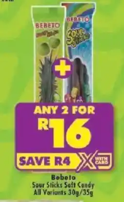 Shoprite Bebeto Sour Sticks Soft Candy All Variants offer