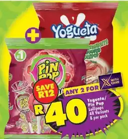 Shoprite Yogueta/ Pin Pop Lollipops All Variants offer