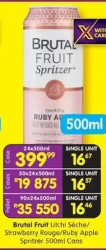 Shoprite Liquor Brutal Fruit Litchi Sèche/ Strawberry Rouge/ Ruby Apple Spritzer Cans offer