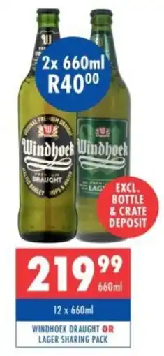 Ultra Liquors Windhoek draught or lager sharing pack offer
