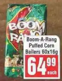 Frontline Boom-A-Rang Puffed Corn Bailers offer