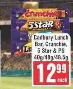 Frontline Cadbury Lunch Bar, Crunchie, 5 Star & PS offer