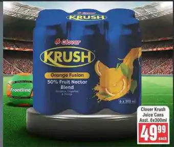 Frontline Clover Krush Juice Cans offer