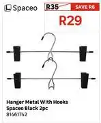 Leroy Merlin Spaceo Black 2pc Hanger Metal With Hooks 81461742 offer