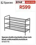 Leroy Merlin Spaceo Studio Stackable Shoe Rack Black W90cm x d35cm x h55cm 81461778 offer