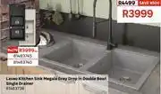 Leroy Merlin Laveo Kitchen Sink Megalo Grey Drop In Dbl Bowl Single Drainer 81483738 offer