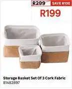 Leroy Merlin Storage Basket Set Of 3 Cork Fabric 81482897 offer