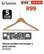 Leroy Merlin Spaceo Wooden Coat Hanger 4 Pack Natural 81461761 offer