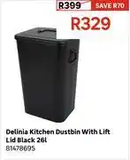 Leroy Merlin Delinia Kitchen Dustbin With Lift Lid Black 26L 81478695 offer