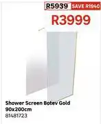 Shower Screen Botev Gold 90 x 200cm 81481723