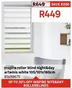 Leroy Merlin Inspire Roller Blind Night & Day Artemis White 105/101 x 160cm 81499675 offer