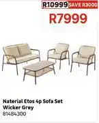 Leroy Merlin Naterial Etos Sofa set 4pc Wicker Grey 81484300 offer