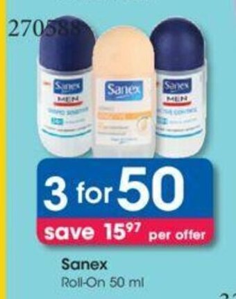 Clicks Sanex Roll-On 50 ml offer