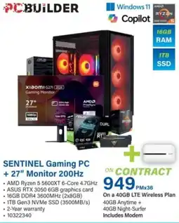 Incredible Connection PCBuilder Sentinel Gaming PC + 27" Monitor 200Hz offer