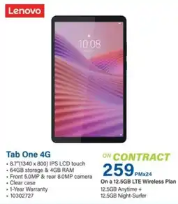 Incredible Connection Lenovo Tab One 4G offer