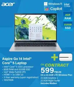 Incredible Connection Acer Aspire Go 14 Intel Core 5 Laptop offer