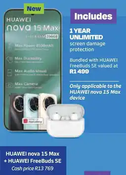 Telkom Huawei Nova 15 Max + Huawei FreeBuds SE offer