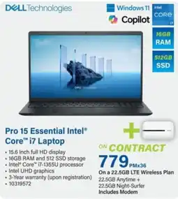 Incredible Connection Dell Pro 15 Essential Intel Core i7 Laptop offer