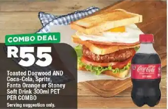 Toasted Dagwood and Coca-Cola, Sprite, Fanta Orange or Stoney Soft Drink