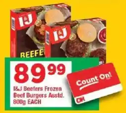 OK Grocer I&J Beefers Frozen Beef Burgers offer