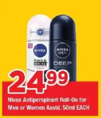 OK Grocer Nivea Antiperspirant Roll-On for Men or Women offer