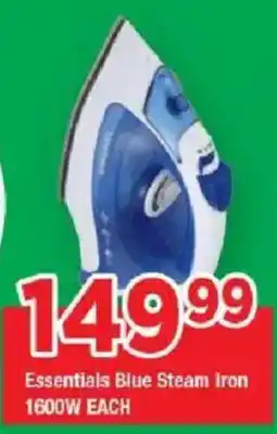 OK Grocer Essentials Blue Steam Iron 1600W offer