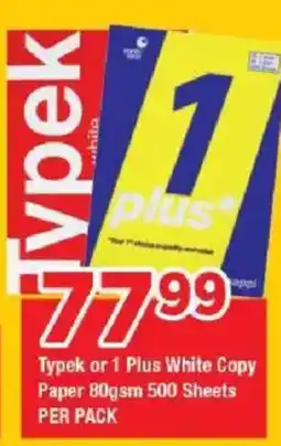OK Grocer Typek or 1 Plus White Copy Paper 80gsm 500 Sheets offer