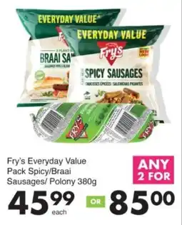 Save Hyper Fry's Everyday Value Pack Spicy/ Braai Sausages/ Polony offer