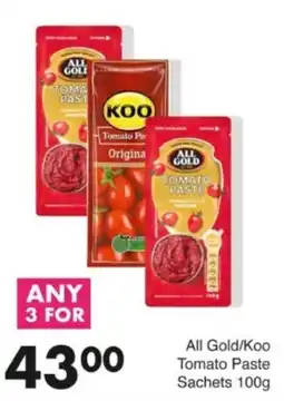 Save Hyper All Gold/ Koo Tomato Paste Sachets offer